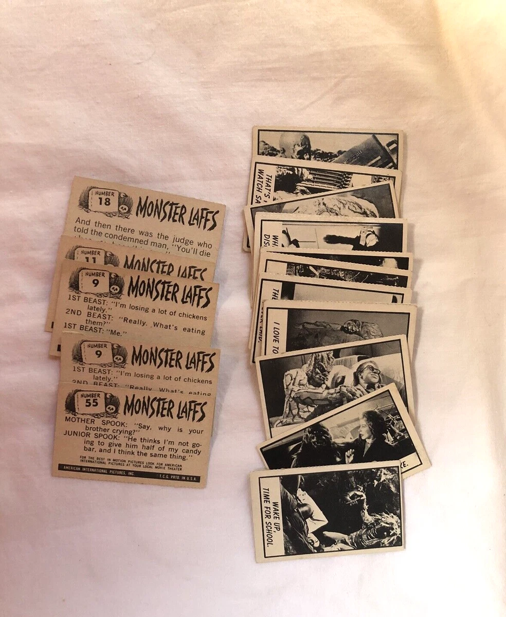 Monster And The Beast 18 VINTAGE 18 MONSTER LAFFS TRADING CARDS MIDGEES AMERICAN INTERNATIONAL PICTURES | eBay