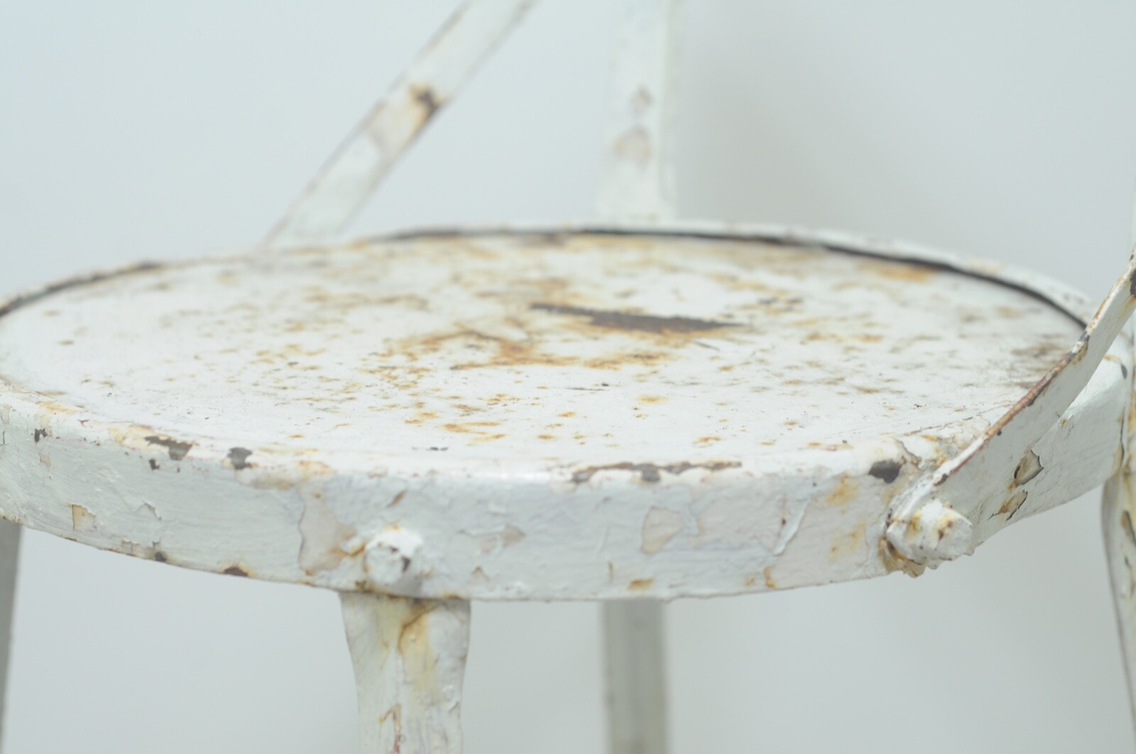 Vintage 1940's Heavy Steel Chair Industrial Metal Steampunk White Chippy Chair