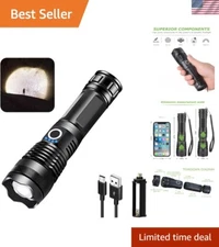 Ultra Bright 10000 Lumens LED Flashlight with Rechargeable Battery & Accessories