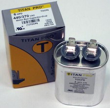 TitanPro TOCF6 HVAC Motor Run Oval Capacitor. 6 MFD/UF 440/370 Volts