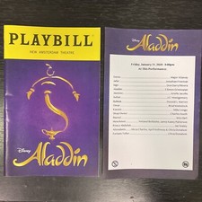 ALADDIN Jan 2020 Broadway DISNEY Playbill &amp; Insert! MAJOR ATTAWAY Arielle Jacobs
