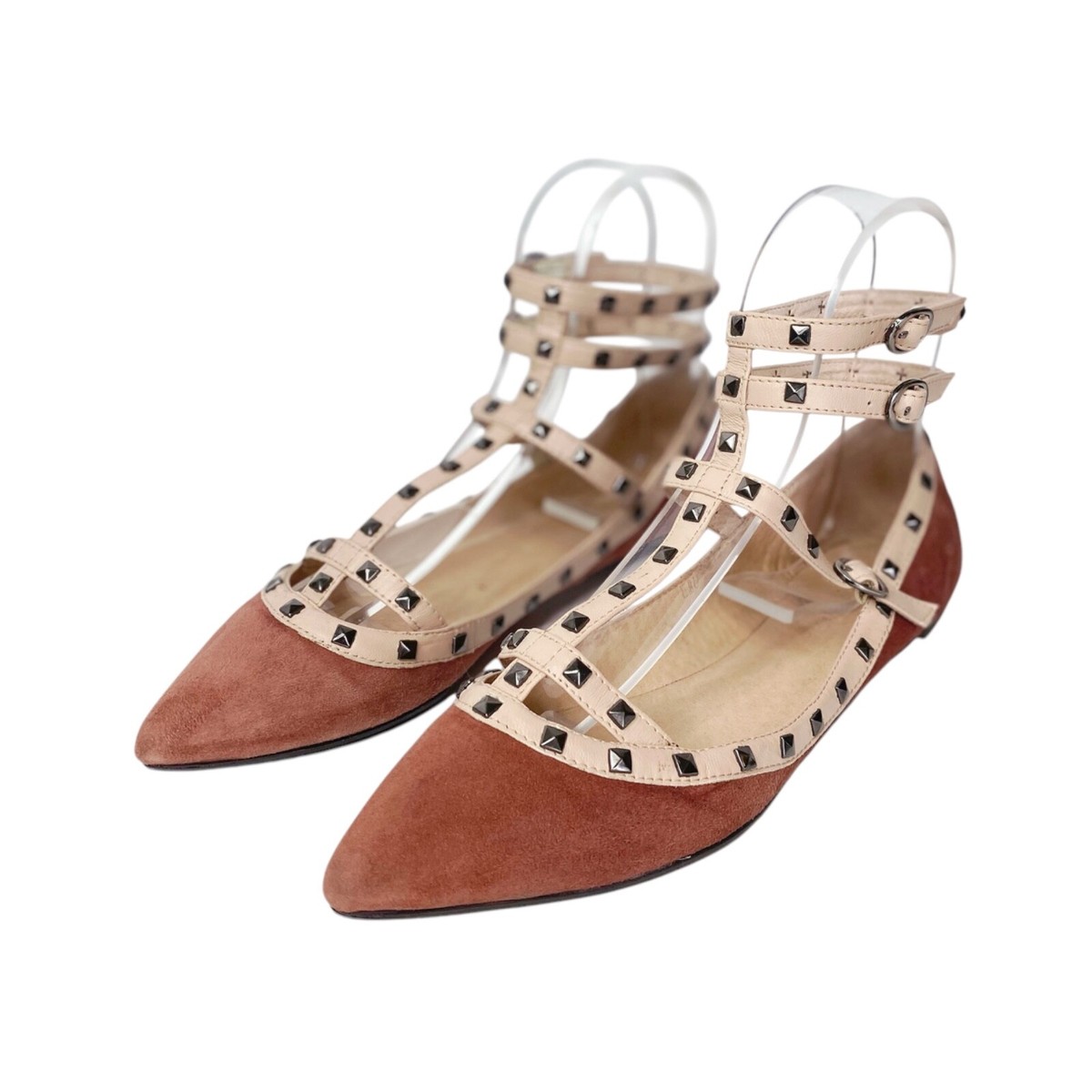 Flat Shoes Studded T Bar Shoes Womens Black Schuh Leonie Leather