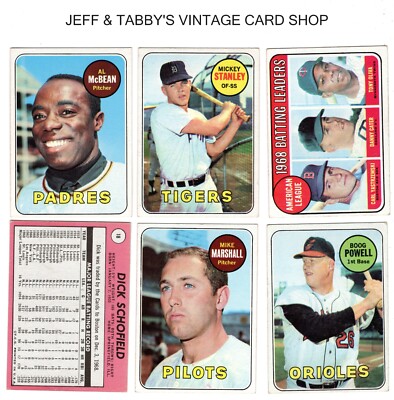 1969 TOPPS BASEBALL 222 TO 654 / SEE DROP DOWN MENU FOR CARD YOU WILL RECEIVE.