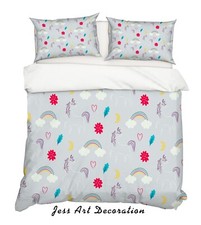 3D Unicorn Rainbow Moon Cartoon Quilt Cover Set Duvet Cover Bedding Pillowcases