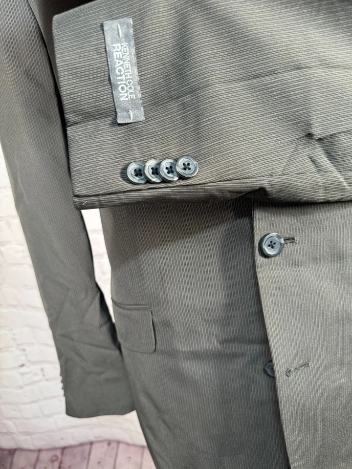 NUEVO KENNETH COLE Hombres Marrón AJUSTE CEÑIDO Abrigo Deportivo a Rayas Blazer Chaqueta TALLA 42L Foto 3 de 4