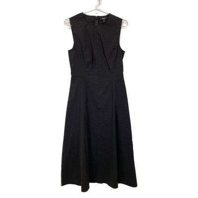 Theory 23 Black Linen Blend Eco Crunch Wash Seam Crew NK DR dress 