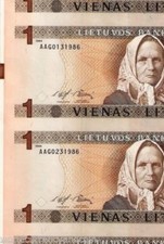 LITHUANIA 1 LITAS P-53 1994 Uncut COMPLETE SHEET of 40 UNC BANKNOTE HORSE ANIMAL