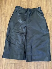 Beged -Or Israel Vintage Black Midi Pleat Leather Pencil Skirt 14 More Like 6