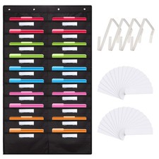 Black Hanging Wall File Office Storage Organizer Chart 47x28 Inch 20 Pockets
