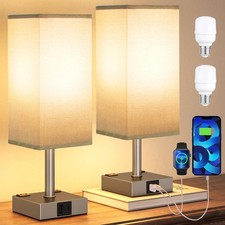 Aooshine Dark Grey Touch Lamps Set Of 2 - A Charge Ac Outlets 3-Way