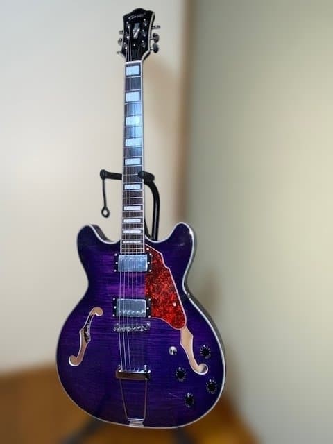 Chitarra semiacustica Grote Purple Sunburst nuova mai usata foto 3