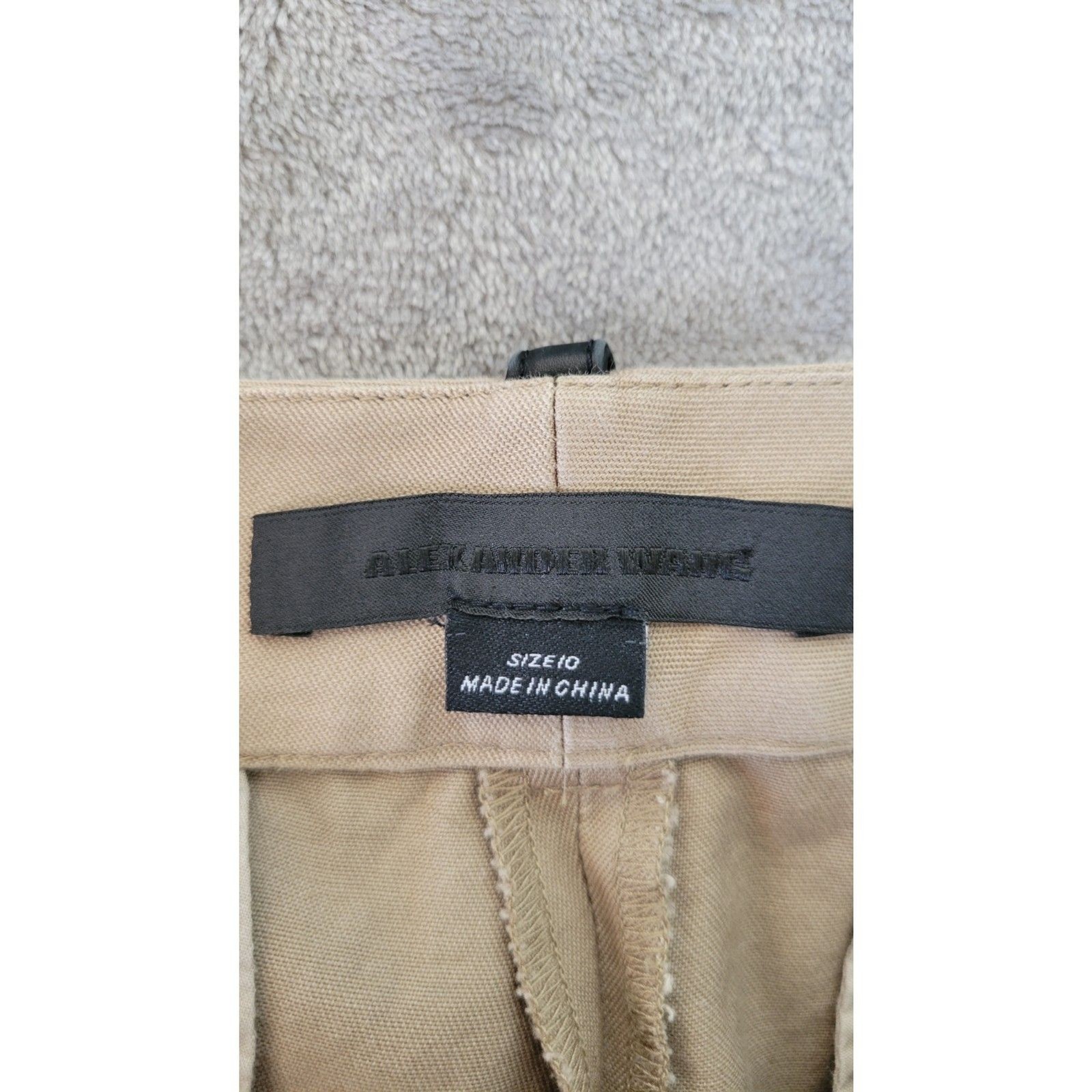 Alexander Wang Khaki Tan Leather Trim Pants image 3