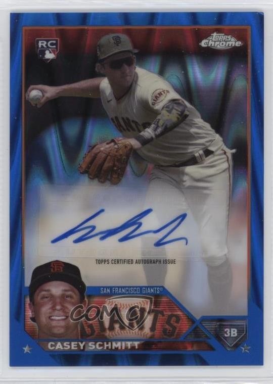 2023 Topps Chrome Update Blue RayWave Refractor /150 Casey Schmitt Auto 0na3