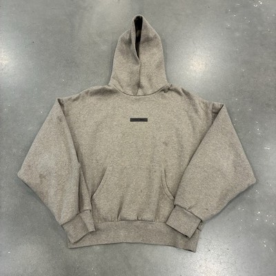 Essentials Fear Of God Pullover Hoodie Size Med Tan Beige Stains* Boxy Crop Fit
