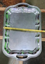 IRVINEWARE USA🇺🇸 MADE STAINLESS "18"X"12" ENGRAVED RECTANGULAR SERVING TRAY
