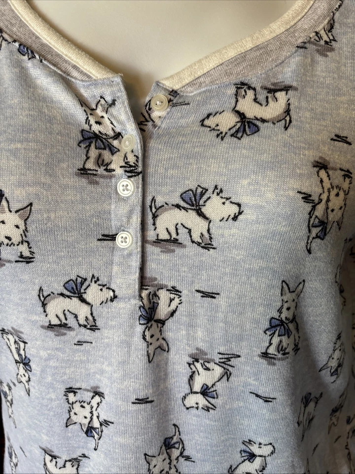 Pijama azul para mujer LAURA ASHLEY conjunto superior Scottie Westie estampado de perro, talla L Foto 3 de 4