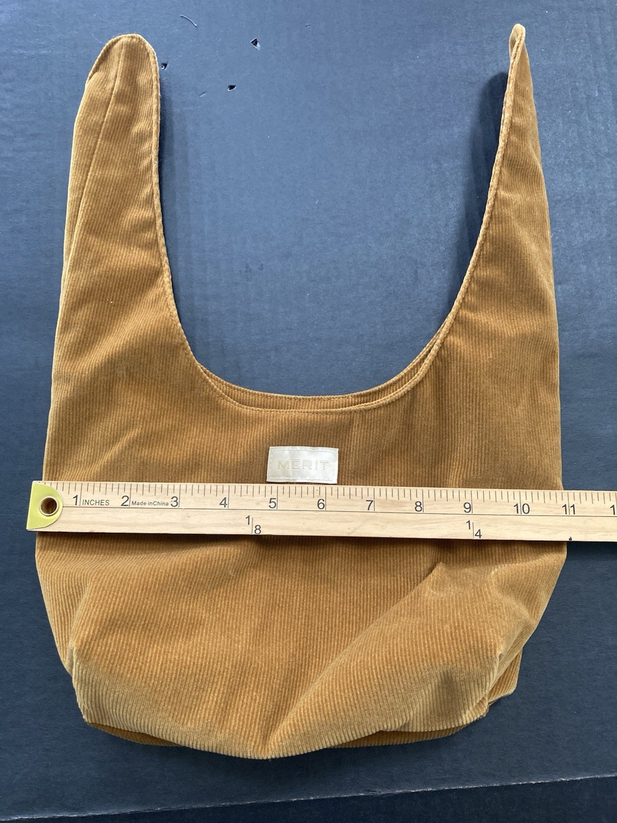 Merit Beauty Signature Cosmetic Makeup Bag Washable Corduroy Tie Top Pouch Small