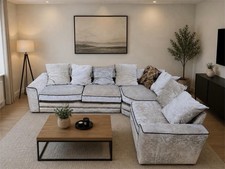 Large DFS Corner Sofa in Crushed Velvet – Good Condition (delivery available) 