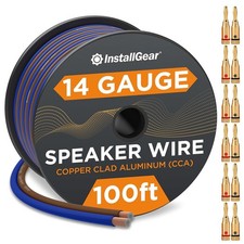 InstallGear 100ft 14 Gauge Speaker Wire with 12 Banana Plugs - Copper Clad Al...