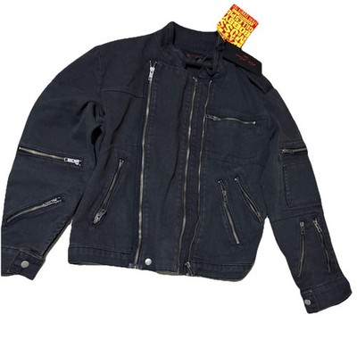 ZARA X KATE MOSS JEANSJACKE MIT REISSVERSCHLUSS IN DUNKELGRAU/GEWASCHEN SCHWARZ GRÖSSE LARGE
