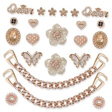 22 Pcs Bling Shoe Charms for Women,Butterfly Flower Shoe Decoration Charms for