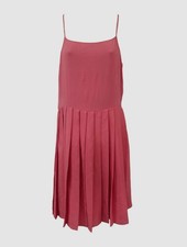 Valentino Women's Pink Silk Sleeveless Pleated Skirt A-Line Mini Dress Size 4