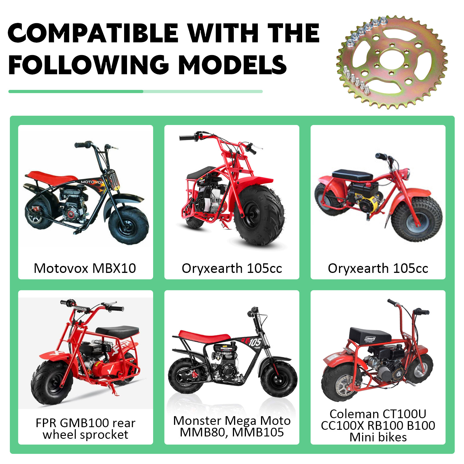 JMCHstore 40T High Speed Rear Chain 6 Hole Sprocket # 40 41 420 for Coleman CT10