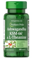 Puritan's Pride Ashwagandha KSM-66 & L-Theanine-60   Tablets