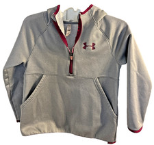 Under Armour 1/4 zip cold gear Loose Gray Youth Medium Hoodie Pink/Purple Trim