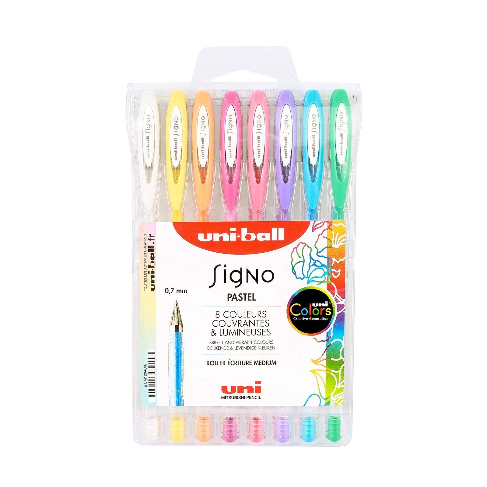 Stylos rollers encre gel Signo à pointe fine anti-bavure couleurs pastel Mitsubishi