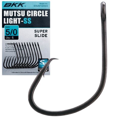 BKK Offset Circle SS Slide Coating Bait Fishing Hook MUTSU Light-SS