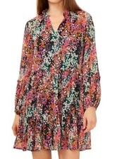 Vince Camuto Dress Womens Small Floral Tiered Boho Lined Long Sleeve New