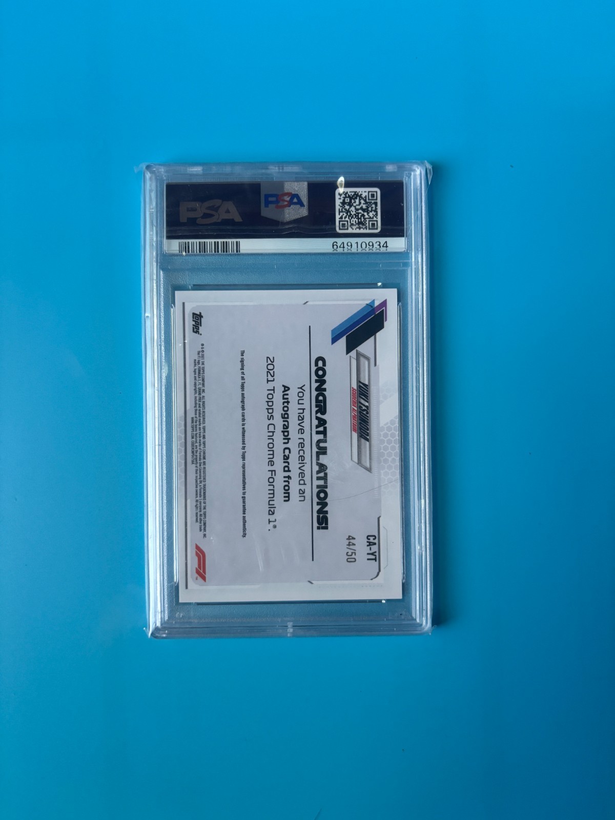 YUKI TSUNODA PSA 9 2021 TOPPS CHROME FORMULA 1 AUTO GOLD WAVE REFRACTOR 27/50 view 2