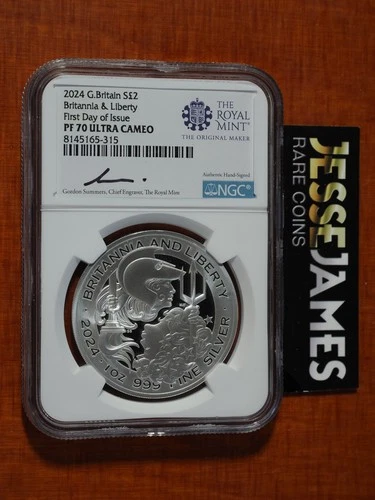2024 £2 GREAT BRITAIN PROOF SILVER LIBERTY BRITANNIA MEDAL NGC PF70 FDI SUMMERS