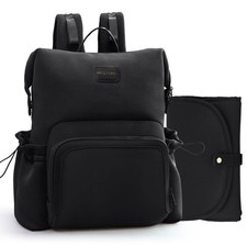 Miss Fong Neoprene Diaper Bag Backpack Baby Bag 14.5"x7"x15" Navy Blue