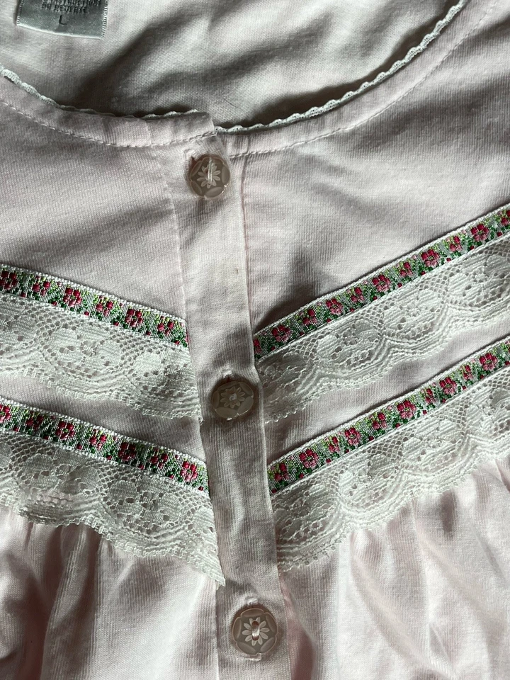 Vestido de Noche Shadowline De Colección Talla Grande Rosa Pálido Borde de Encaje Suave Acogedor Tejido Femenino Foto 4 de 4