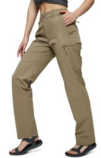 Women's Hiking Pants with 6 Pockets, Khaki, 8 Petite 28.5" Inseam 