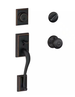 Schlage F60 V ADD 716 Addison Front Entry Handleset w/Georgian Knob  Aged Bronze