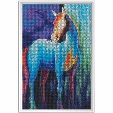 RTO Kreuzstich Stickpackung "Offenbarung der Farben, Pferd blau", Zählmuster, 9x