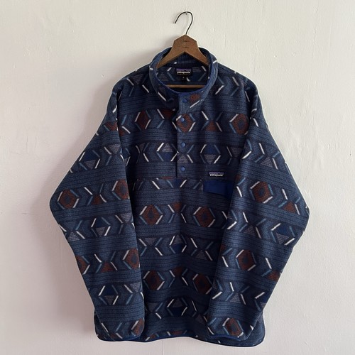 Patagonia Men's Synchilla Blue Aztec Fleece Snap T Pullover Size XL EUC