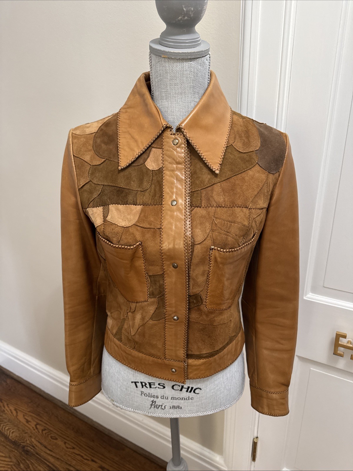 Vintage Leather/Suede Patchwork Jacket Women’s S … - image 2