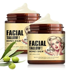 Whipped Beef Tallow and Honey Balm, Grass Fed Grass Finished Face Cream - 2 PACK