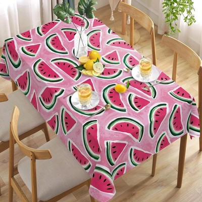 Summer Watermelon Rectangle Tablecloth 60 x 84 Inch, Pink Melon Decorative Ta...