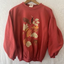 Vintage 90  s Women  s M Maze Sweatshirt with Autumn Leaf Design Made In Canada