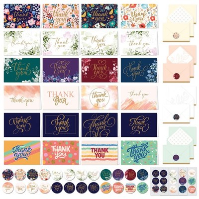 Decorably 24 Pack Glittery 6x4in Assorted Thank You Cards 6x4 inches, Glitter 