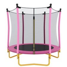5.5 FT Kids Trampoline w/ Safety Enclosure, Foam Poles, U-Legs - Pink