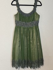 Adrianna Papell Evening Essentials Beaded Silk Short Gown Dress Size 6