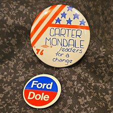 Carter Mondale Leaders for a Change & Ford Dole Campaign Pinback Buttons
