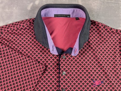 Greyson Shirt Men's XXL Pink Black Stingray Polo Golf Cow Skull Logo Poly