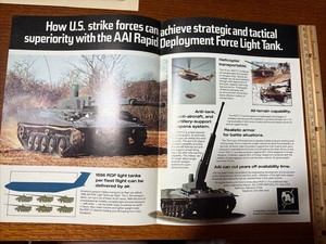 VTG AAI Rapid Deployment Force Light Tank  Military Brochure Print Poster